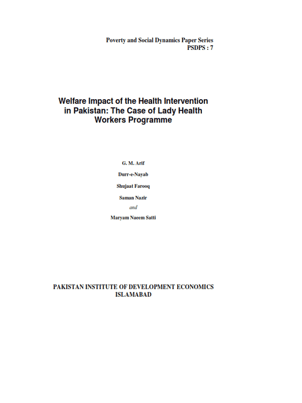 Welfare Impact of the Health Intervention in Pakistan: The Case of Lady Health Workers Programme