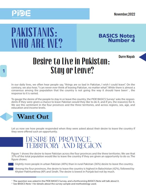 Desire to Live in Pakistan: Stay or Leave?