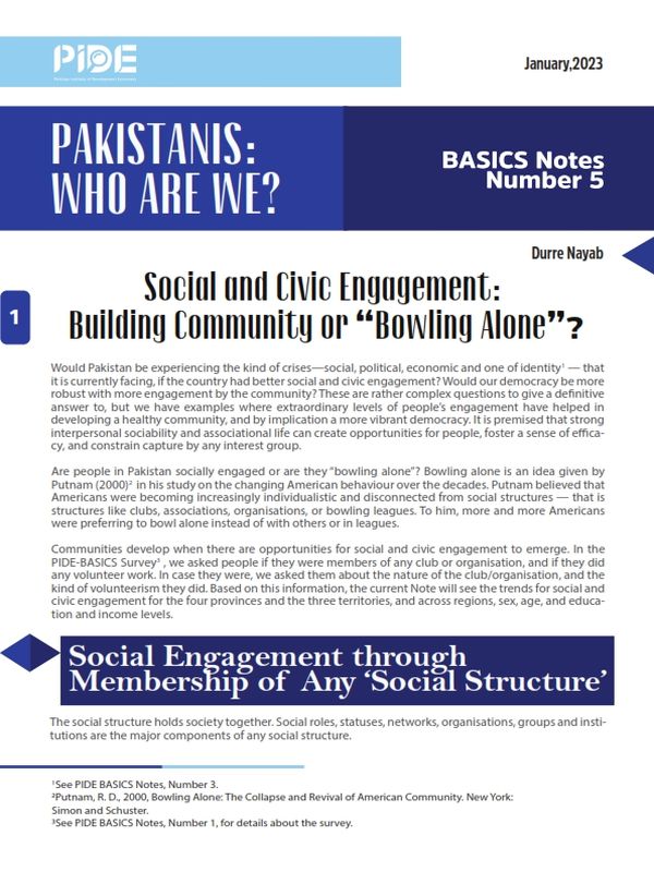 Social And Civic Engagement: Building Community Or "Bowling Alone"?