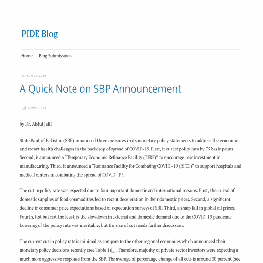 A Quick Note on SBP Announcement