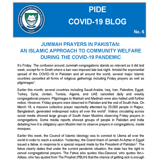 Jummah Prayers In Pakistan: An Islamic Approach To Community Welfare During The Covid-19 Pandemic