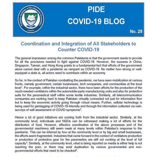 Coordination and Integration of All Stakeholders to Counter COVID-19