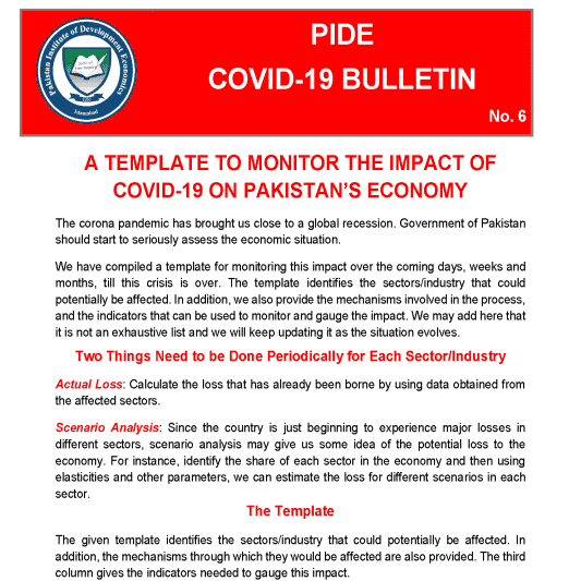 A Template To Monitor The Impact Of Covid-19 On Pakistan’s Economy