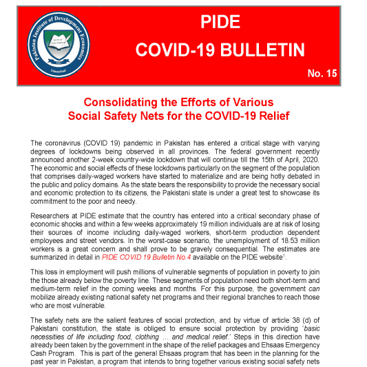 Consolidating the Efforts of Various Social Safety Nets for the COVID-19 Relief
