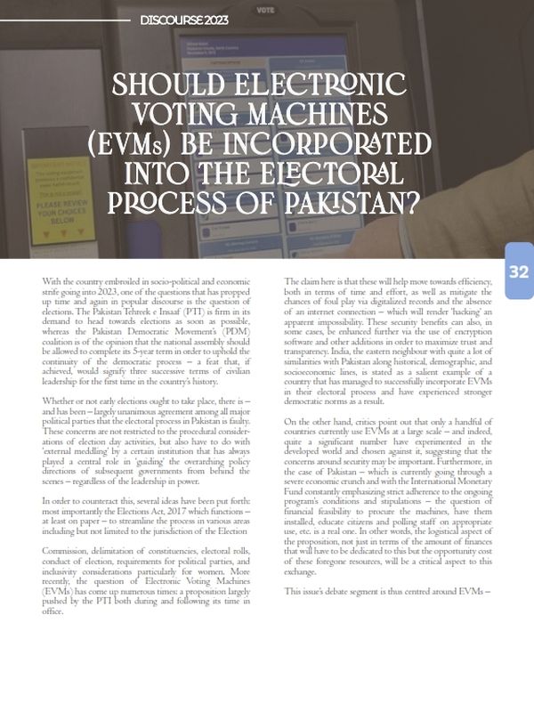 Should Electronics voting machines (EVMs) being incorporated into the electoral process of Pakistan