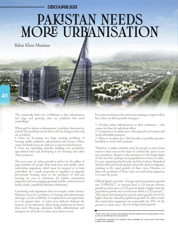 Pakistan Needs More Urbanisation