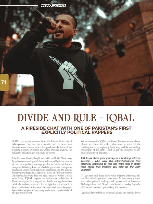 Divide And Rule – Iqbal A Fireside Chat With One Of Pakistan’s First Explicitly Political Rappers