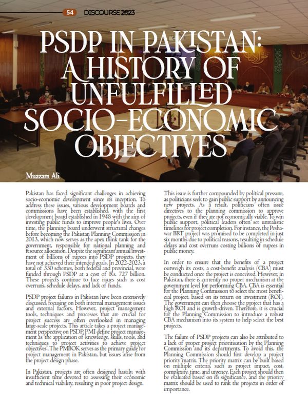 PSDP in Pakistan: A History of Unfulfilled Socio-Economic Objectives
