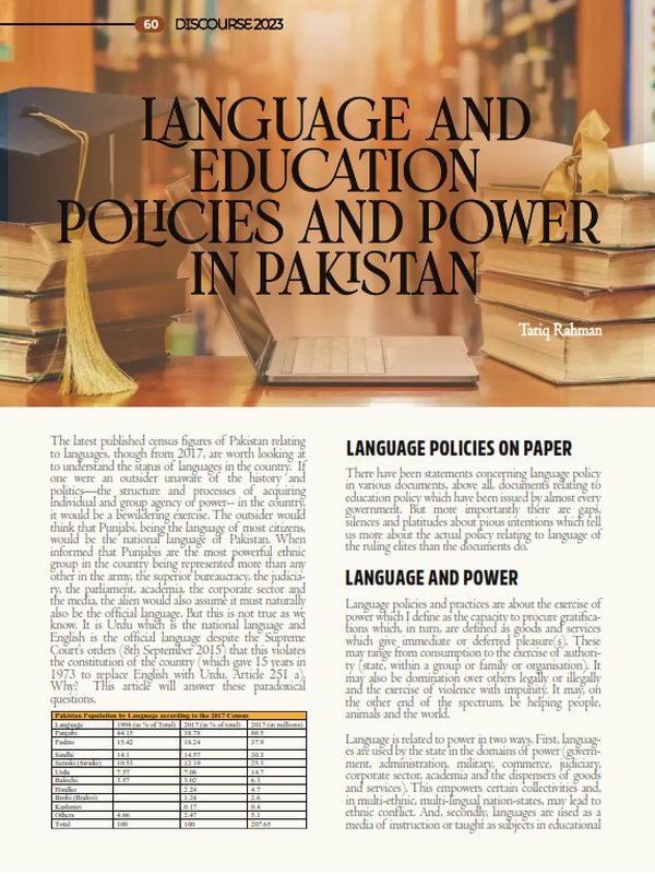 Language and Education Policies and Power in Pakistan