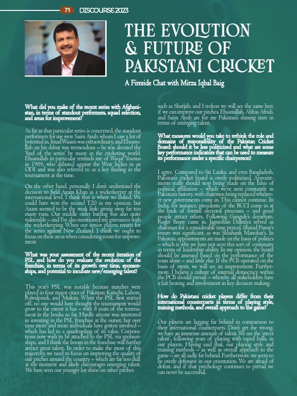 The Evolution and Future of Pakistani Cricket: A Fireside Chat with Mirza Iqbal Baig