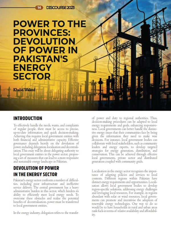Power to the Provinces: Devolution of Power in Pakistan’s Energy Sector