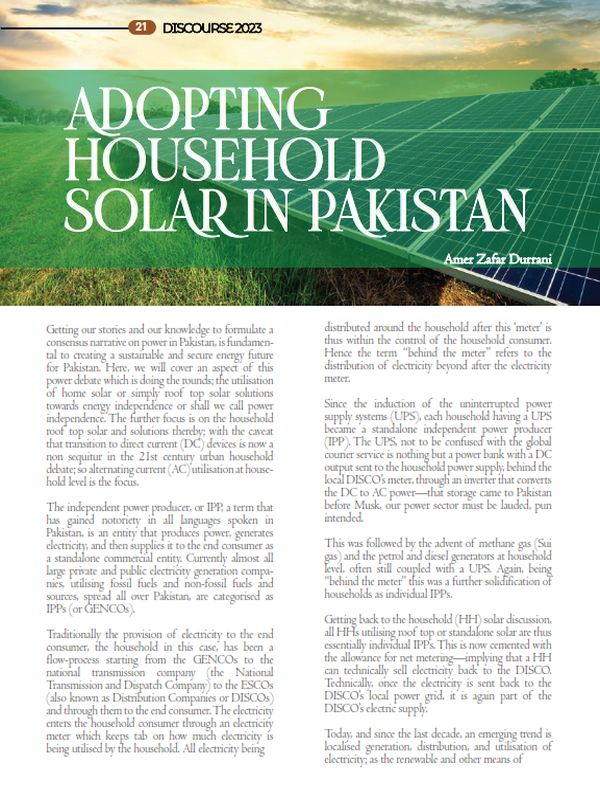 Adopting Household Solar in Pakistan