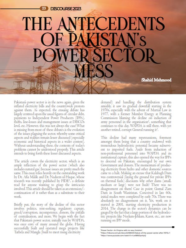 The Antecedents of Pakistan’s Power Sector Mess