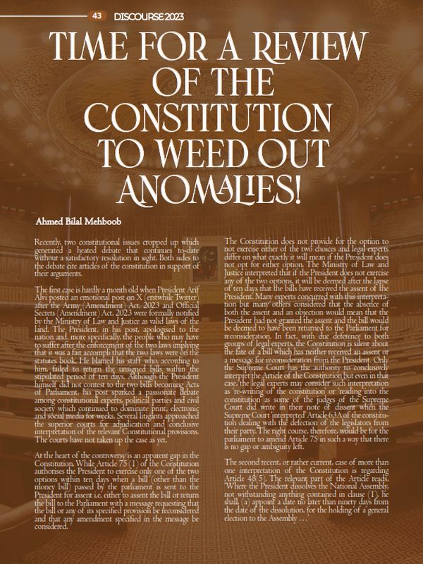 Time for a Review of the Constitution to Weed out Anomalies!