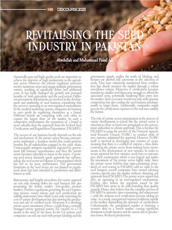 Revitalising the Seed Industry in Pakistan