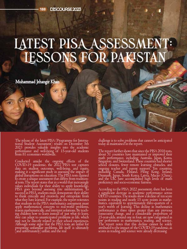 Latest PISA Assessment: Lessons for Pakistan