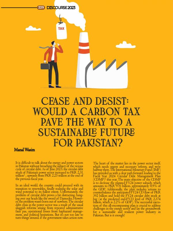 Cease and Desist: Would a Carbon Tax Pave the Way to a Sustainable Future for Pakistan?