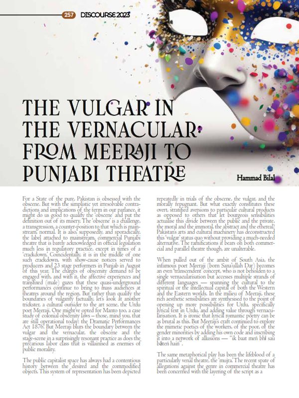 The Vulgar in the Vernacular: From Meeraji to Punjabi Theatre