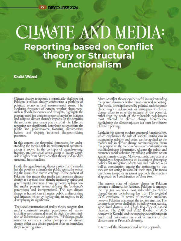 Climate and Media: Reporting based on Conflict theory or Structural ...