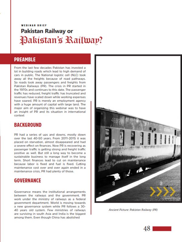 Pakistan Railways Or Pakistan’s Railways (Webinar Brief)
