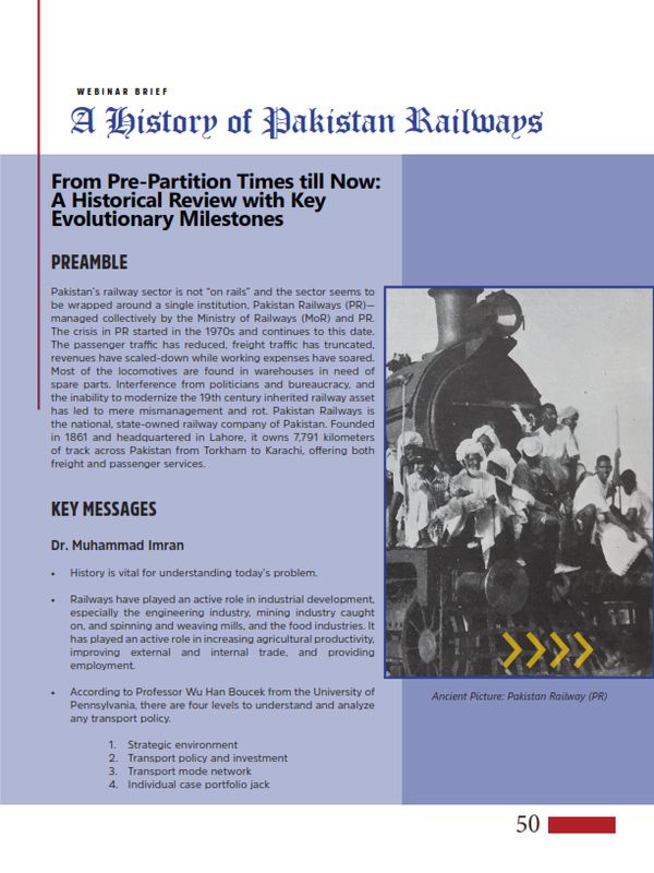 A History Of Pakistan Railways – From Pre-partition Times Till Now: A Historical Review With Key Evolutionary Milestones (Webinar Brief)