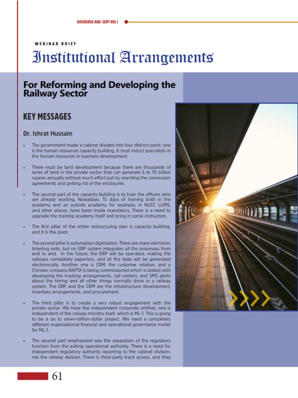 Institutional Arrangements For Reforming And Developing The Railway Sector (Webinar Brief)