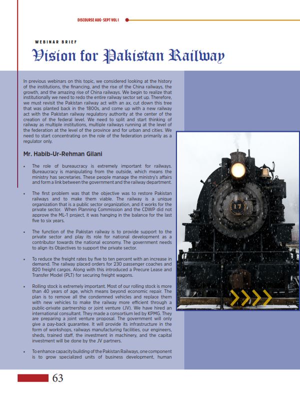 Vision For Pakistan Railway (Webinar Brief)