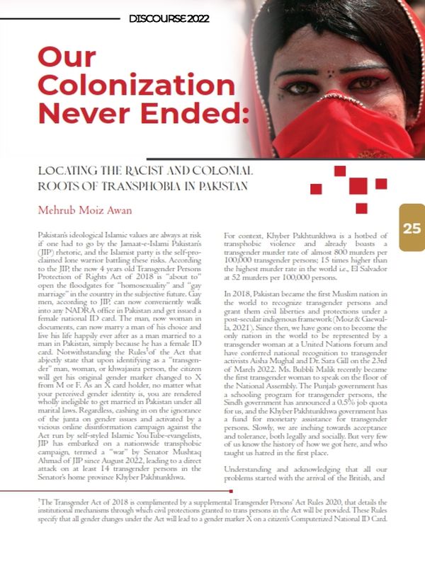 Our Colonization Never Ended: Locating the Racist and Colonial Roots of Transphobia in Pakistan