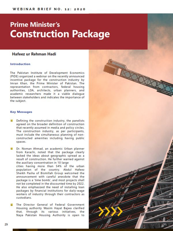Prime Minister’s Construction Package - Webinar Brief No. 12: 2020