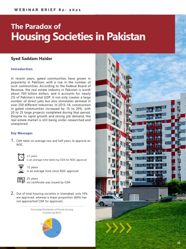 The Paradox of Housing Societies in Pakistan - Webinar Brief 82: 2021