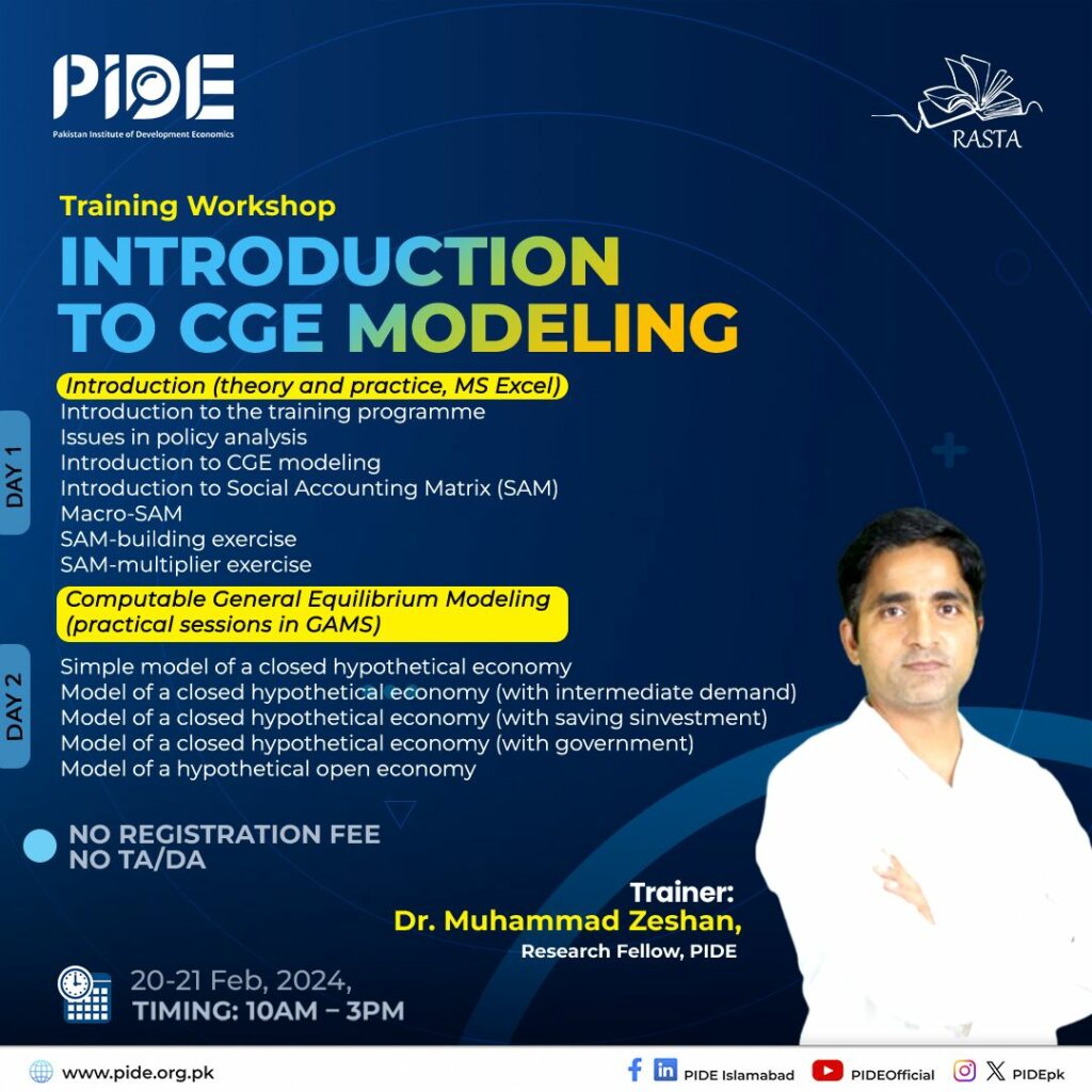 Introduction To CGE Modeling (Training Workshop) Flyer
