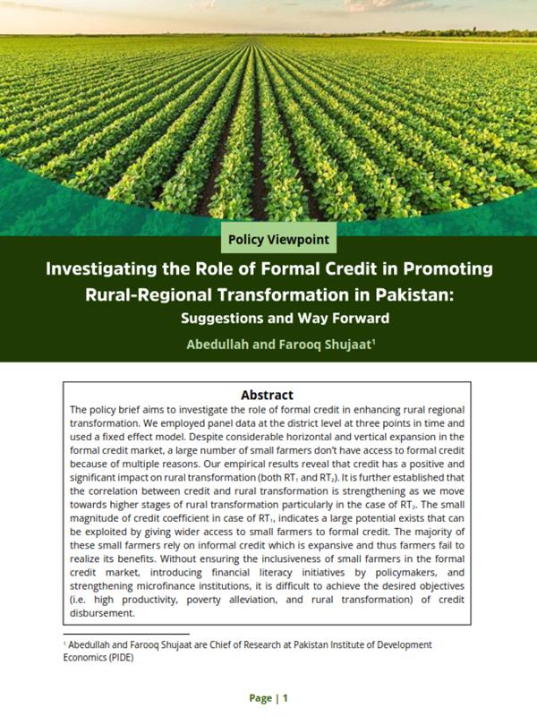 investigating-the-role-of-formal-credit-in-promoting-rural-regional-transformation-in-pakistan-suggestions-and-way-forward-featured