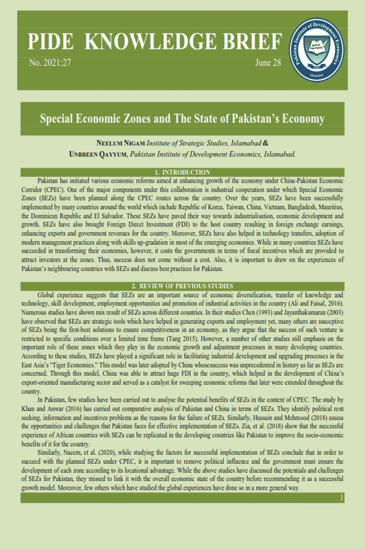 Special Economic Zones and The State of Pakistan’s Economy