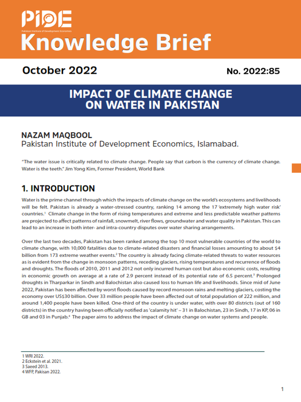 Impact of Climate Change on Water in Pakistan