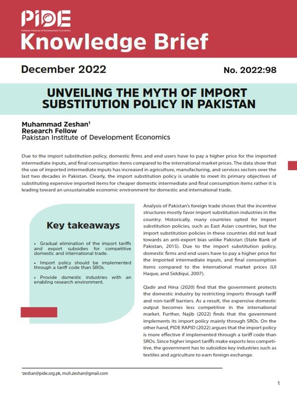 Unveiling The Myth Of Import Substitution Policy In Pakistan