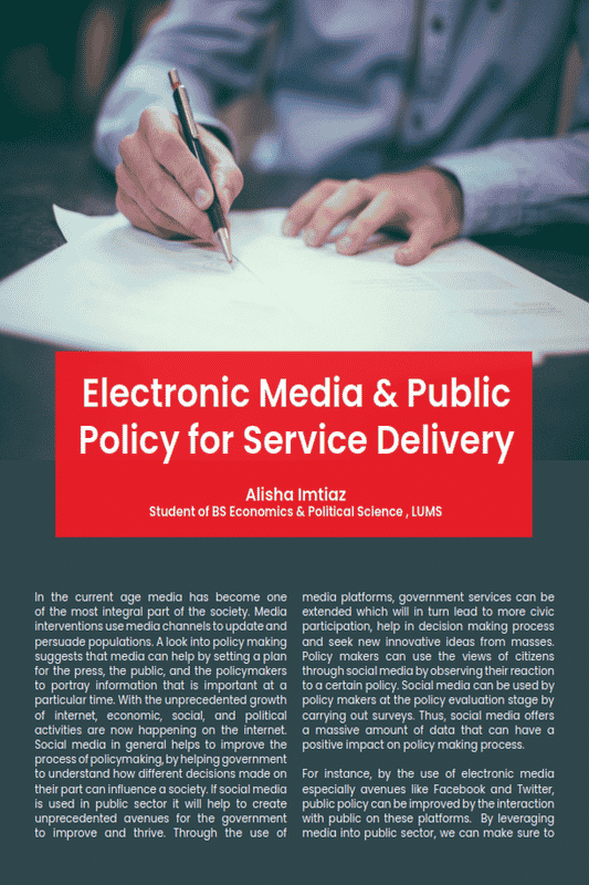 Electronic Media & Public Policy for Service Delivery
