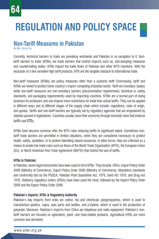 Non-Tariff Measures in Pakistan