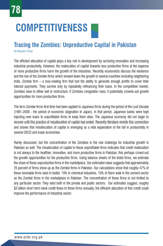 Tracing the Zombies: Unproductive Capital in Pakistan