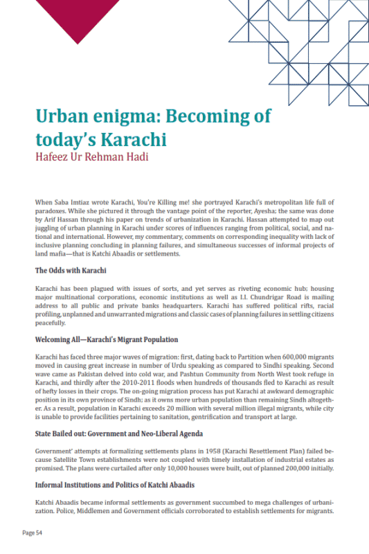 Urban enigma: Becoming of today’s Karachi