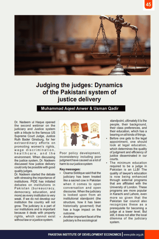 Judging the judges: Dynamics of the Pakistani system of justice delivery