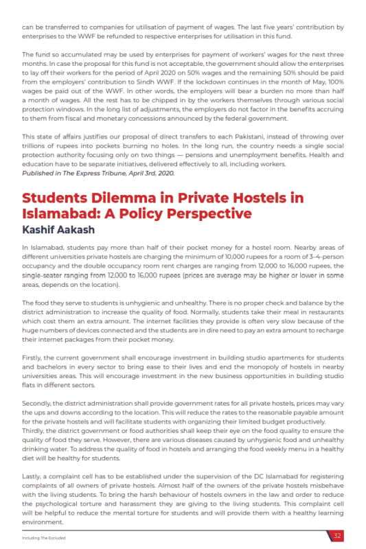 Students Dilemma in Private Hostels in Islamabad: A Policy Perspective