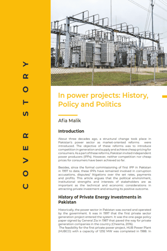 In power projects: History, Policy and Politics
