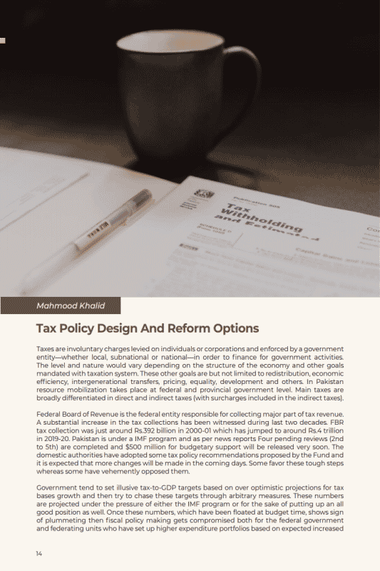 Tax Policy Design And Reform Options