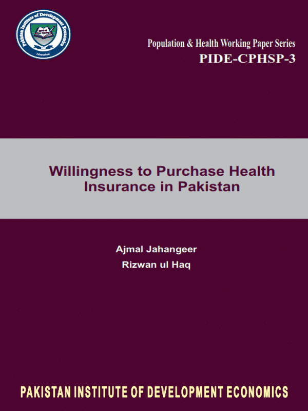 Willingness to Purchase Health Insurance in Pakistan