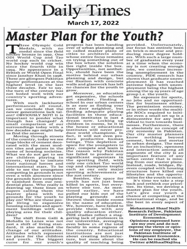 Master Plan for the Youth?