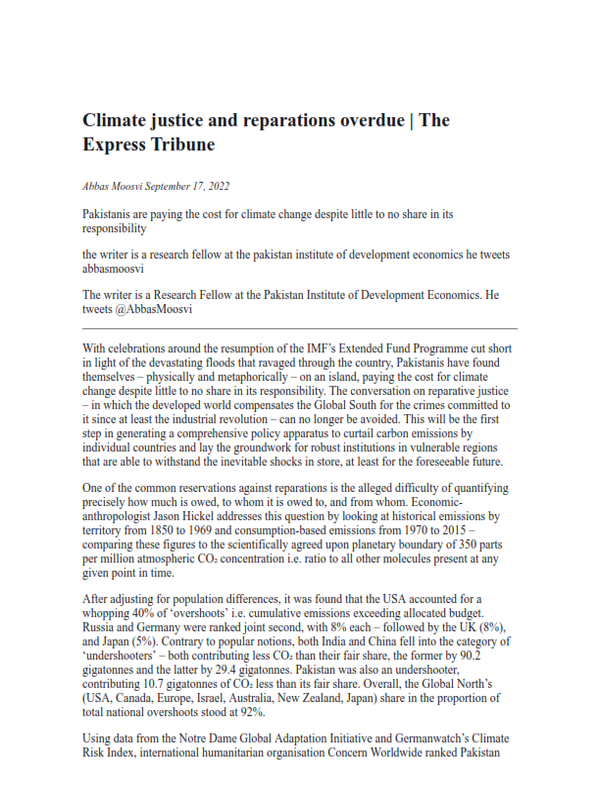 Climate justice and reparations overdue