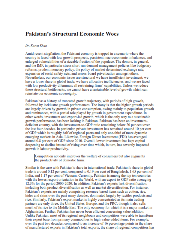 Pakistan’s Structural Economic Woes