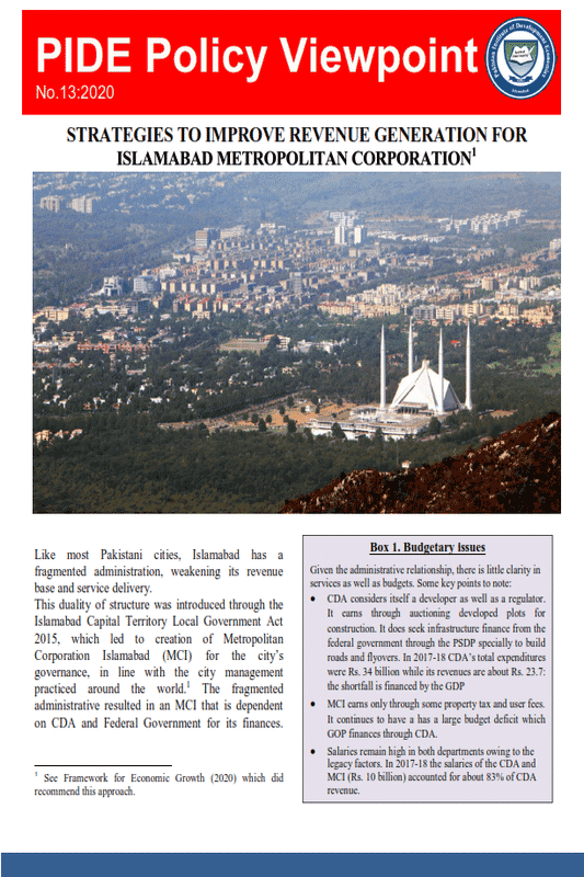 Strategies To Improve Revenue Generation For Islamabad Metropolitan Corporation