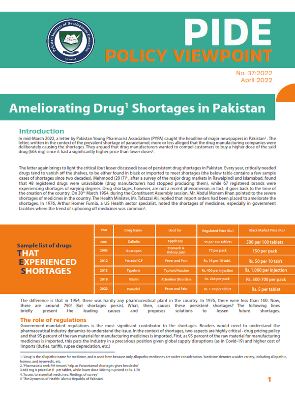 Ameliorating Drug Shortages In Pakistan