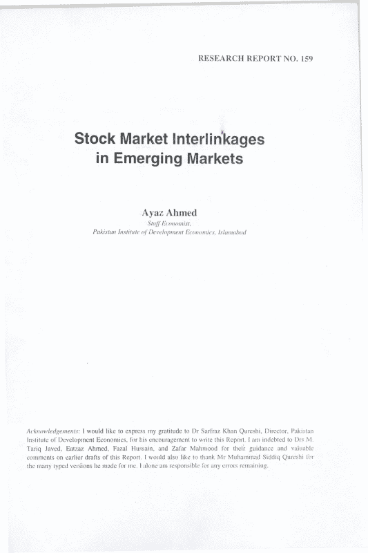 Stock Market Interlinkages in Emerging Markets